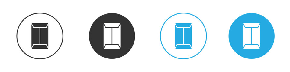 Document envelope icon in editable flat vector in black and white