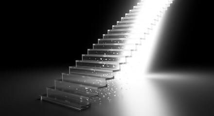 Obraz premium Abstract staircase illuminated by light in dark atmosphere 
