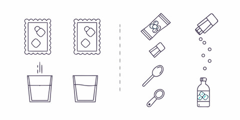 Visual guide to taking medication with water and a spoon