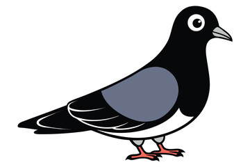 Pigeon Bird Cartoonish Style Standing On White Background Art
