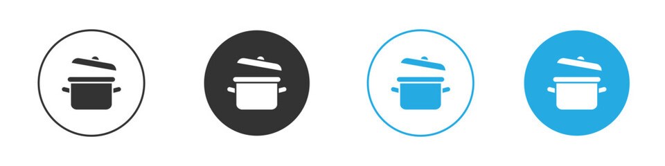 Cooking pot icon in editable flat vector in black and white