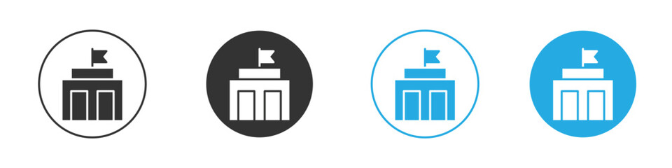 City hall building icon in editable flat vector in black and white