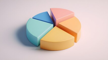 Fototapeta premium Colorful pie chart segments showing data representation and insights for presentation aid.