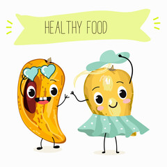 Canistel, Pouteria campechiana fruits, eggfruit thailand meal funny characters, hand drawn vector art.