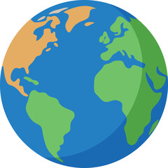 Flat Globe Showing Asia and Europe &ndash; Vector Earth Illustration