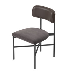 Modern Dining Chair, Black Metal Frame, Two-Tone Upholstery, Angled Front View 3D Render