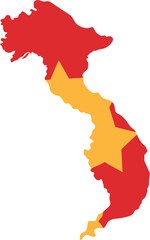 Vietnam Map with National Flag Color Design