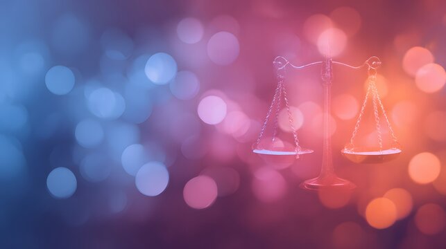 Scales of justice against a bokeh background symbolizing fairness, equality and legal system