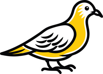 Pigeon Yellow Accents Bird Isolated on White Background