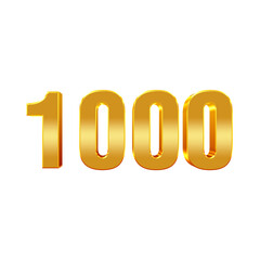 1000 Gold 3D Number Isolated