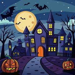 Fototapeta premium halloween background with house