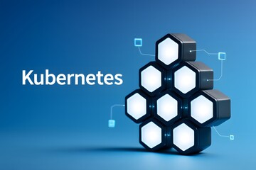 Obraz premium Glowing Kubernetes Pods with Digital Flow for Container Orchestration
