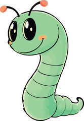 Fototapeta premium Cute cartoon a illustrator vector glow worm