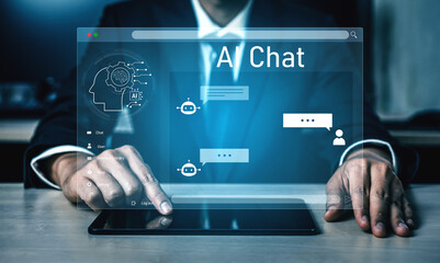 AI chatbot interface facilitates communication, chatbot, and AI interaction for automated user support and information exchange Vouch