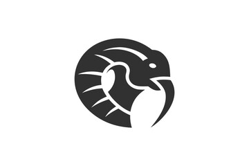 Simplified dark ram logo showcases a striking profile isolated against white background