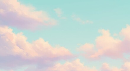 Obraz premium Dreamy pastel sky with fluffy clouds background for soft aesthetic designs