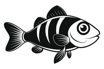 Monochrome cute fish swimming joyfully with elegant fins 