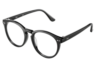 Classic black eye glasses front view, isolated on AI generated by PNG