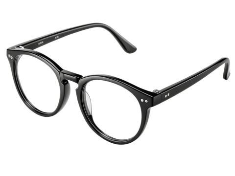 Classic black eye glasses front view, isolated on AI generated by PNG