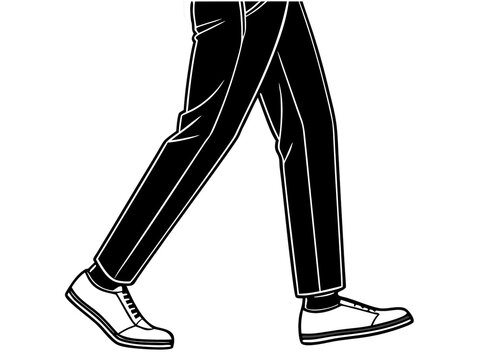 black and white walking legs and shoes clip art preview