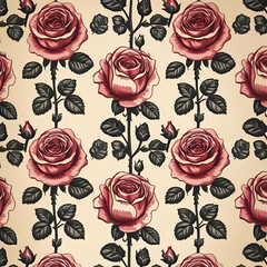 Pink Rose Flower Pattern Design