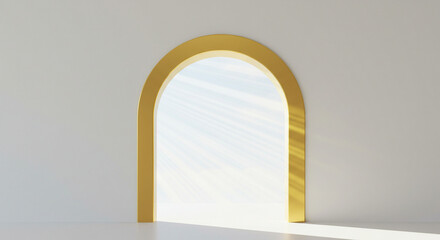 Fototapeta premium Minimalist archway casting light in bright, empty interior space 