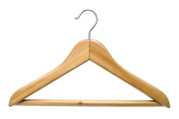 Wooden clothes hanger isolated on transparent background