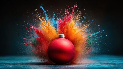 Vibrant Christmas ornament explosion