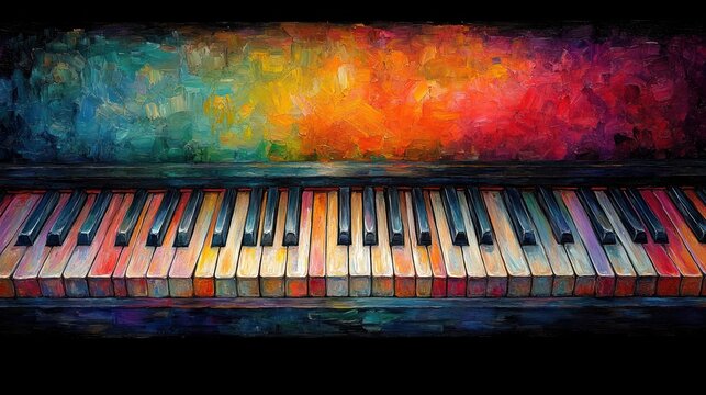 Vibrant colorful piano keys (1) - Powered by Adobe