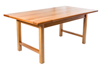 Simple wooden dining table isolated on transparent background