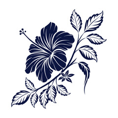 Hibiscus Flower Illustration in Blue