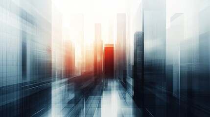 A blurred cityscape with towering skyscrapers, evoking a sense of motion and modernity.