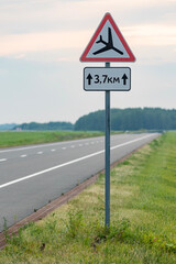 Russia. Saint Petersburg. Low-flying aircraft road sign on the runway of Pulkovo Airport.