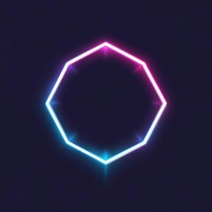 Thin line hexagon logo with futuristic neon glow