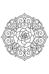 Botanical Mandala coloring page for adults 