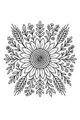 Botanical Mandala coloring page for adults 
