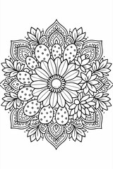 Botanical Mandala coloring page for adults 