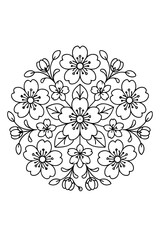 Botanical Mandala coloring page for adults 