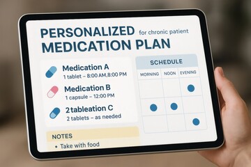 Digital tablet displaying a personalized medication plan, helping patients manage their treatment schedule effectively
