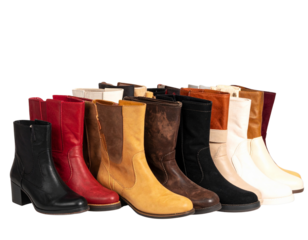 Diverse Collection of Women’s Short Boots in Different Colors and Styles, Isolated on Transparent Background