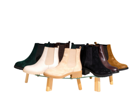 Set of Women’s Short Boots in Various Styles and Colors, Isolated on Transparent Background