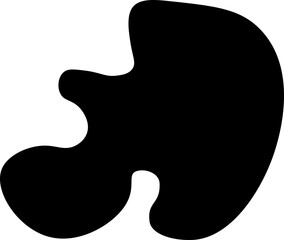 Abstract fluid shape with flowing organic curves and dynamic movement, filled with black.