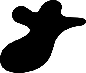 Abstract asymmetrical shape with fluid, wavy contours and irregular edges, filled with black.