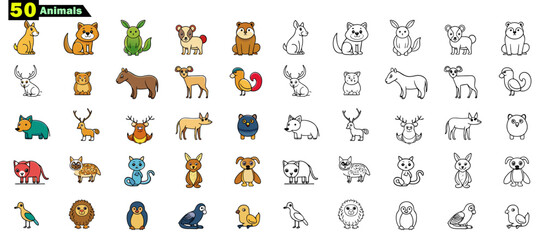 Fun cartoon animal seamless vector illustration of an infantile alphabet set for a child's nursery design