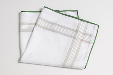 Classic men's handkerchief with striped pattern on a white background.