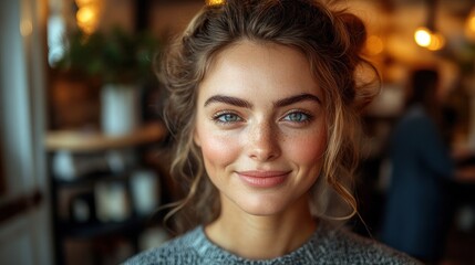 Fototapeta premium Young woman with a warm smile