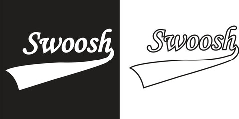 Swoosh Icons Vector Set, Collection and Group, Speed Motion Swirl Curves, Dynamic Wave Tail Shapes, Minimal Flat Line Style, Monochrome Silhouette Graphic Bundle for Logo, Sport and Abstract Design