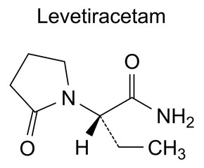 Chemical structure of levetiracetam, drug substance