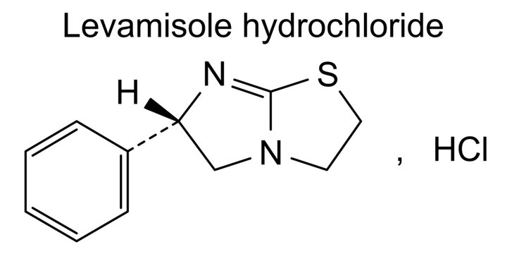 Chemical structure of levamisole hydrochloride, drug substance