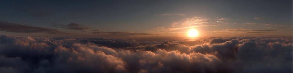 Fototapeta premium Sunset over clouds hdr panorama sky view